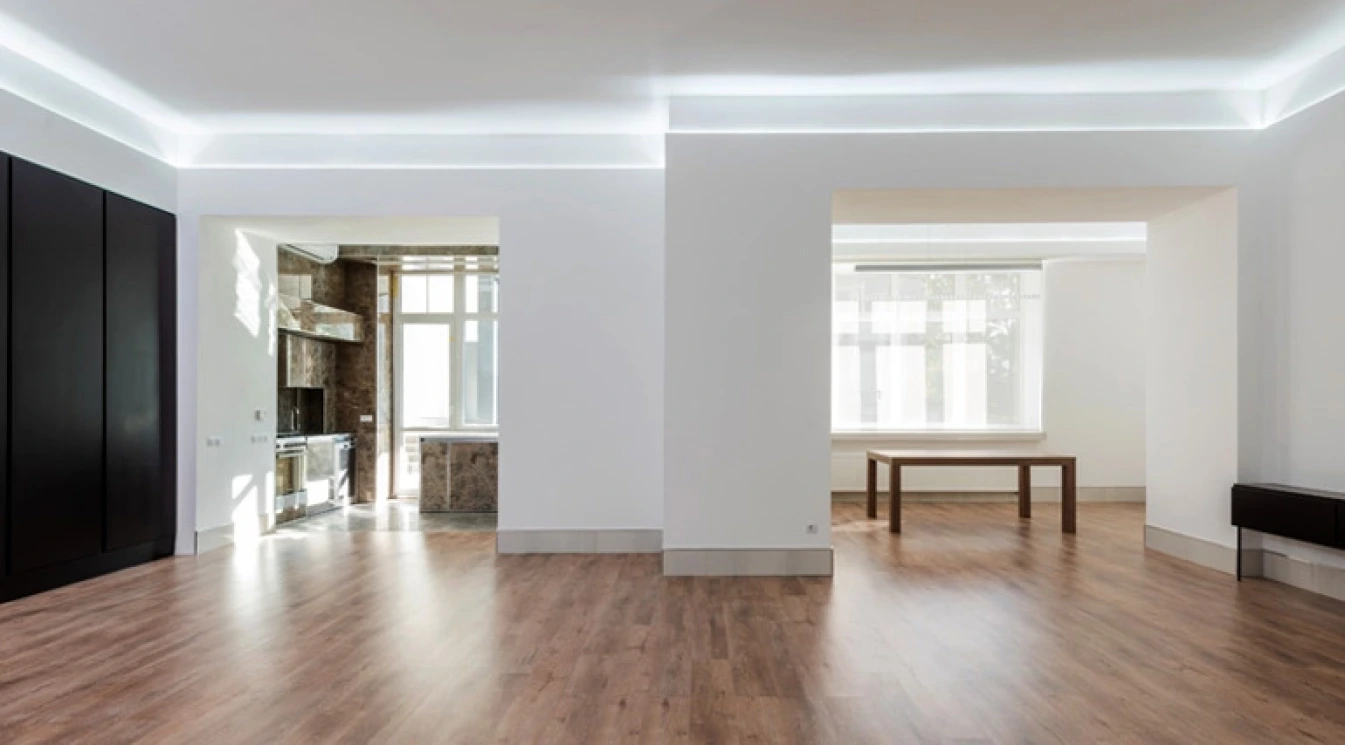 Room with nice flooring and lightning