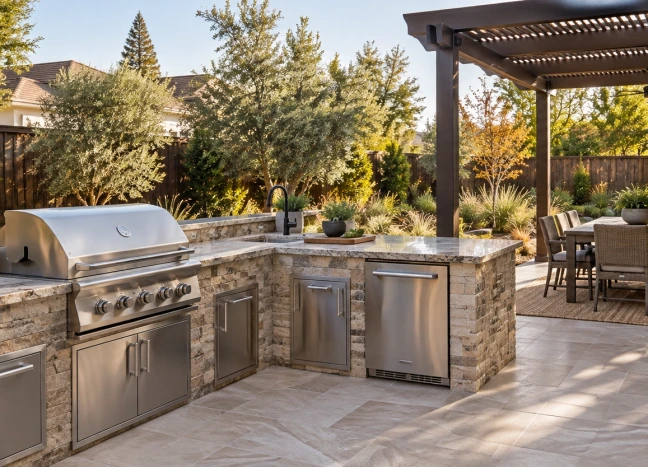 Outdoor Kitchen Countertops and Patio Tile