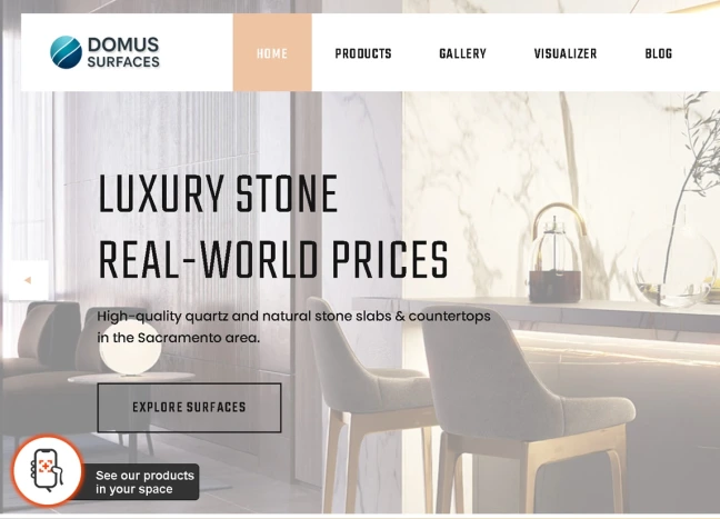 Website design complete for Domus Surfaces, LLC.