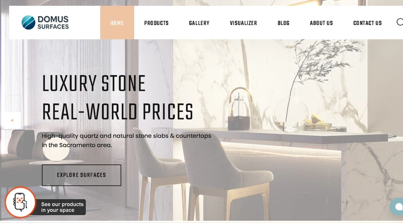 Website design complete for Domus Surfaces, LLC.